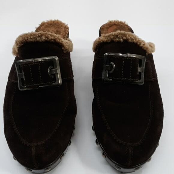 Stuart Weitzman‎ Brown Suede Fur Lined Mules 8M - Picture 3 of 13
